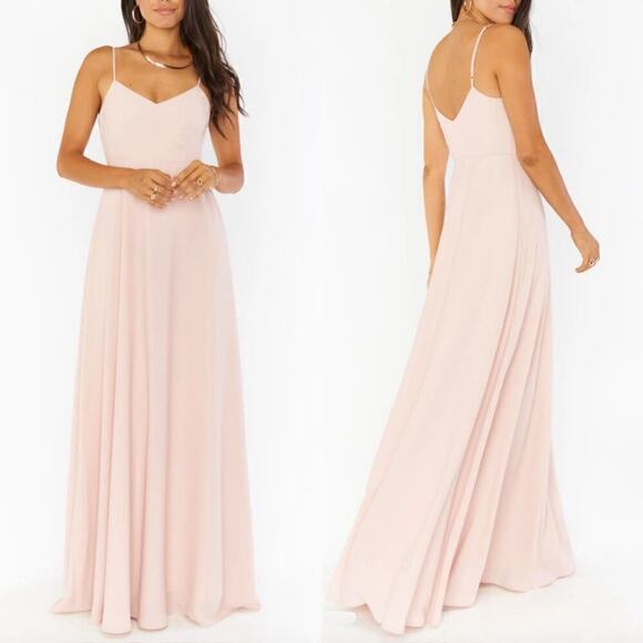 Show Me Your Mumu Faith Maxi Dress in Dusty Blush‎ Crisp Pink Bridesmaid Gown, M - Picture 1 of 16